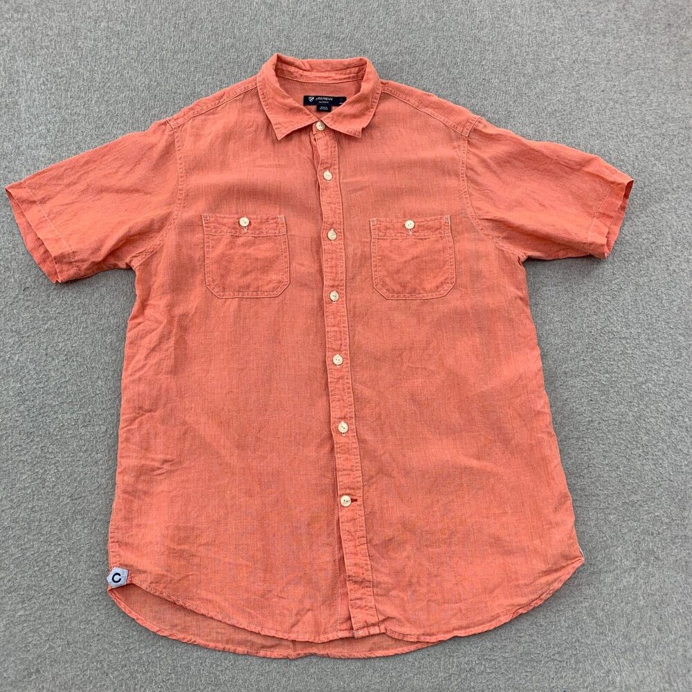 Daniel Cremieux Short-Sleeve Button-Down Shirt in Coral Orange
